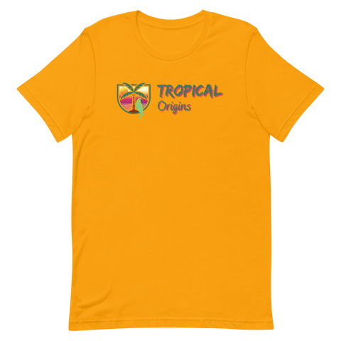 "Tropical Origins, Sunset Version" Unisex T-Shirt (Gold)